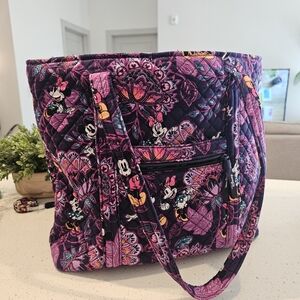 Vera Bradley Purple Quilted Tote with Minnie Mouse Floral Print